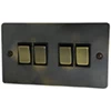4 Gang 10 Amp 2 Way Light Switches - Antique Switch *New* Flat Vintage Aged Light Switch