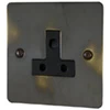 5 Amp Round Pin Unswitched Socket : Black Trim Flat Vintage Aged Round Pin Unswitched Socket (For Lighting)