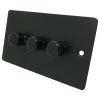 Flat Vintage Hammered Black Push Intermediate Switch and Push Light Switch Combination - 1