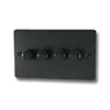 Flat Vintage Hammered Black Push Intermediate Switch and Push Light Switch Combination - 2