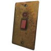 45 Amp Double Pole Switch with Neon - Double Plate - Black Flat Vintage Rust Cooker (45 Amp Double Pole) Switch