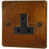 5 Amp Round Pin Unswitched Socket - Black Flat Vintage Rust Round Pin Unswitched Socket (For Lighting)