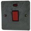 45 Amp Double Pole Switch with Neon - Single Plate : Black Trim Flat Vintage Slate Cooker (45 Amp Double Pole) Switch