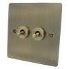 Flatplate Supreme Antique Brass Cooker Control (45 Amp Double Pole Switch and 13 Amp Socket) - 1