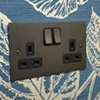 Flatplate Supreme Black Nickel Switched Plug Socket - 2