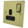 Flatplate Supreme Polished Brass Switched Plug Socket - 3