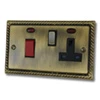 Double Plate - Used for cooker circuit. Switches both live and neutral poles also has a single 13 AmpMP socket with switch