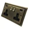 Georgian Antique Brass Plug Socket with USB Charging - 2