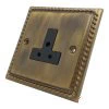 1 Gang - For table lamp lighting circuits Georgian Antique Brass Round Pin Unswitched Socket (For Lighting)