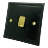 1 Gang - Used for heating and water heating circuits. Switches both live and neutral poles : Black Trim Georgian Matt Black | Brass 20 Amp Switch