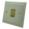 1 Gang - Used for heating and water heating circuits. Switches both live and neutral poles : White Trim Georgian Matt White | Brass 20 Amp Switch