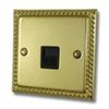 1 Gang - Single master telephone point (only 1 master point required per line - use extension sockets for additional points) : Black Trim Georgian Polished Brass Telephone Master Socket