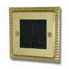 2 Gang - Double master telephone point (Only 1 master required per line - use extension sockets for additional points) : Black Trim Georgian Polished Brass Telephone Master Socket