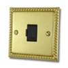 Fused outlet not switched : Black Trim Georgian Polished Brass Unswitched Fused Spur