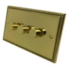 Palladian Polished Brass Push Intermediate Switch and Push Light Switch Combination - 1