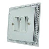 2 Gang Retractive Switches : White Trim Georgian Premier Polished Chrome Pulse | Retractive Switch