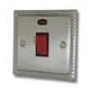 45 Amp Double Pole Switch with Neon - Single Plate : Black Trim Georgian Satin Nickel Cooker (45 Amp Double Pole) Switch