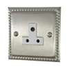 Georgian Satin Nickel Round Pin Unswitched Socket (For Lighting) - 1