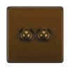 2 Gang Retractive Push Button Switch Grandura Bronze Antique Retractive Switch