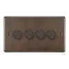4 Gang 100W 2 Way LED (Trailing Edge) Dimmer (Min Load 1W, Max Load 100W) Grandura Cocoa Bronze LED Dimmer