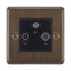 TV Aerial Socket, Satellite F Connector (SKY) and FM Aerial Socket combined on one plate Grandura Cocoa Bronze TV, FM and SKY Socket