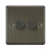 2 Gang 400W 2 Way Dimmer (Mains and Low Voltage) Grandura Old Bronze Intelligent Dimmer