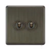 2 Gang 20 Amp 2 Way Toggle Light Switches Grandura Old Bronze Toggle (Dolly) Switch