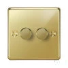 2 Gang 100W 2 Way LED (Trailing Edge) Dimmer (Min Load 1W, Max Load 100W) Grandura Unlacquered Brass LED Dimmer