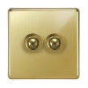 2 Gang 250W Button Dimmer Grandura Unlacquered Brass Button Dimmer