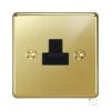 2 Amp Round Pin Unswitched Socket : Black Trim Grandura Unlacquered Brass Round Pin Unswitched Socket (For Lighting)