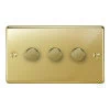 3 Gang 100W 2 Way LED (Trailing Edge) Dimmer (Min Load 1W, Max Load 100W) Grandura Unlacquered Brass LED Dimmer