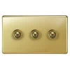 3 Gang 250W Button Dimmer Grandura Unlacquered Brass Button Dimmer