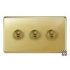 3 Gang 20 Amp 2 Way Toggle Light Switches Grandura Unlacquered Brass Toggle (Dolly) Switch