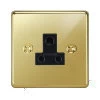 5 Amp Round Pin Unswitched Socket : Black Trim Grandura Unlacquered Brass Round Pin Unswitched Socket (For Lighting)