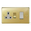 45 Amp Cooker Switch with 13 Amp Switched Socket Outlet : White Trim Grandura Unlacquered Brass Cooker Control (45 Amp Double Pole Switch and 13 Amp Socket)