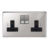 2 Gang - Double 13 Amp Light Switches : Black Trim