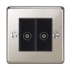 2 Gang Isolated Coaxial T.V. Socket : Black Trim