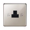 2 Amp Round Pin Unswitched Socket : Black Trim Grandura Polished Nickel Round Pin Unswitched Socket (For Lighting)