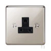 5 Amp Round Pin Unswitched Socket : Black Trim Grandura Polished Nickel Round Pin Unswitched Socket (For Lighting)