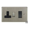 45 Amp Double Pole Switch with 13 Amp Switched Socket : Black Trim Grandura Satin Nickel Cooker Control (45 Amp Double Pole Switch and 13 Amp Socket)