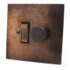 Hand Forged Hammered Copper Dimmer and Light Switch Combination - 1