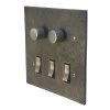 Hand Forged Hammered Pewter Dimmer and Light Switch Combination - 2