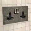 Hand Forged Hammered Pewter Switched Plug Socket - 3