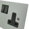 Heritage Flat Grey and Bronze Switched Plug Socket - 1