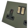 Heritage Flat Green Switched Plug Socket - 2