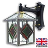 Honeybourne - with red & green stained glass highlights Honeybourne Outdoor Leaded Lantern | Porch Light