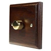 1 Gang 400W 2 Way Dimmer (Mains and Low Voltage) Jacobean Dark Oak | Polished Brass Intelligent Dimmer