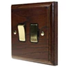 13 Amp Switched Fused Spur : Black Trim Jacobean Dark Oak | Polished Brass Switched Fused Spur