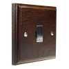 13 Amp Unswitched Fused Spur : Black Trim Jacobean Dark Oak | Satin Chrome Unswitched Fused Spur
