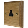 2 Amp Round Pin Unswitched Socket Jacobean Light Oak | Satin Chrome Round Pin Unswitched Socket (For Lighting)